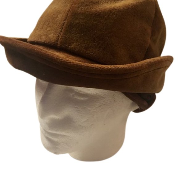 Happy Capper Brimmed Hat Ear Warmers Vintage 1950s Mid Mod Pony Tail Back Golden - Picture 2 of 8